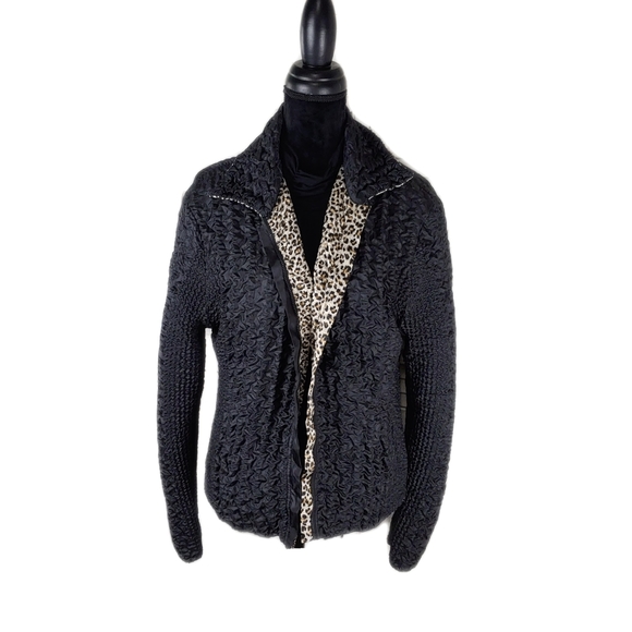 UBU Womens L Black & Leopard Reversible Zip Up Jacket - Picture 5 of 12